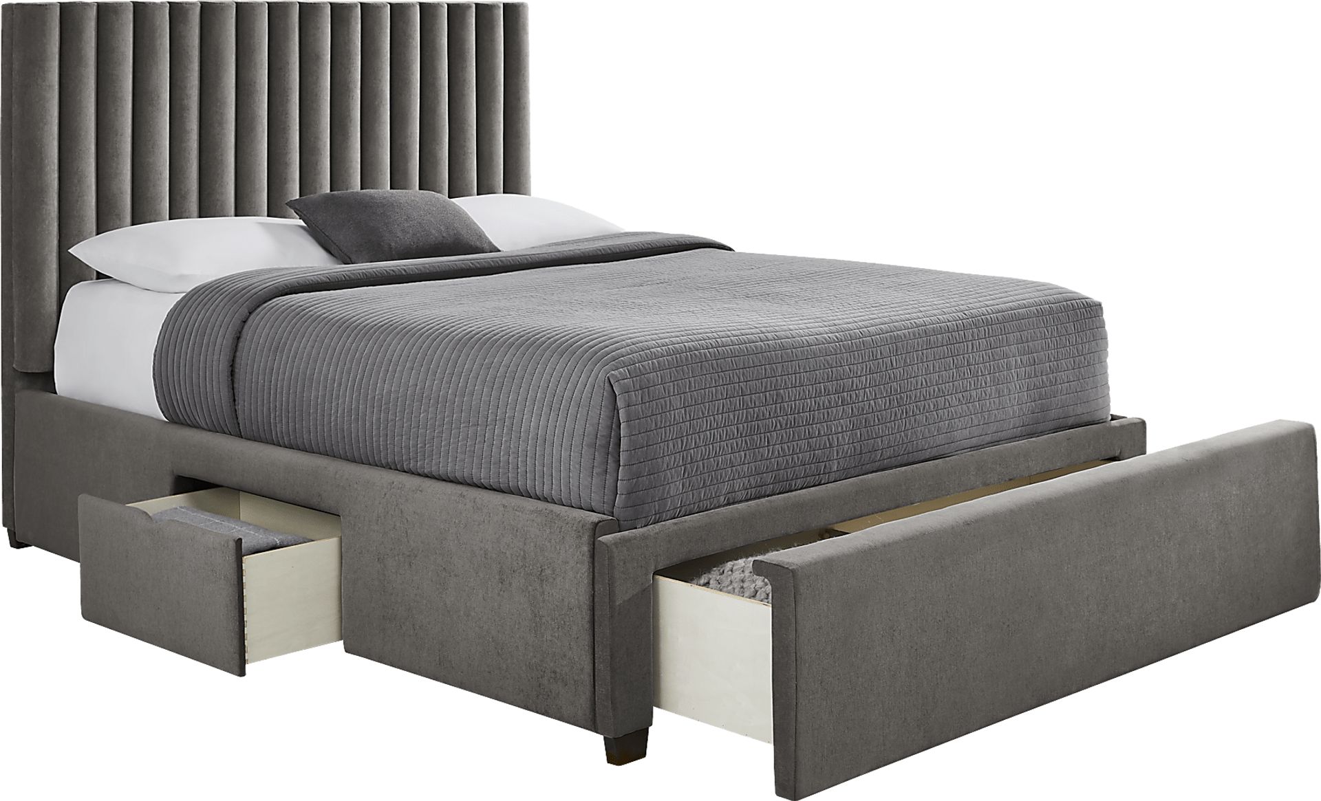 Belvedere Smoke 3 Pc King Upholstered Storage Bed - Image 2