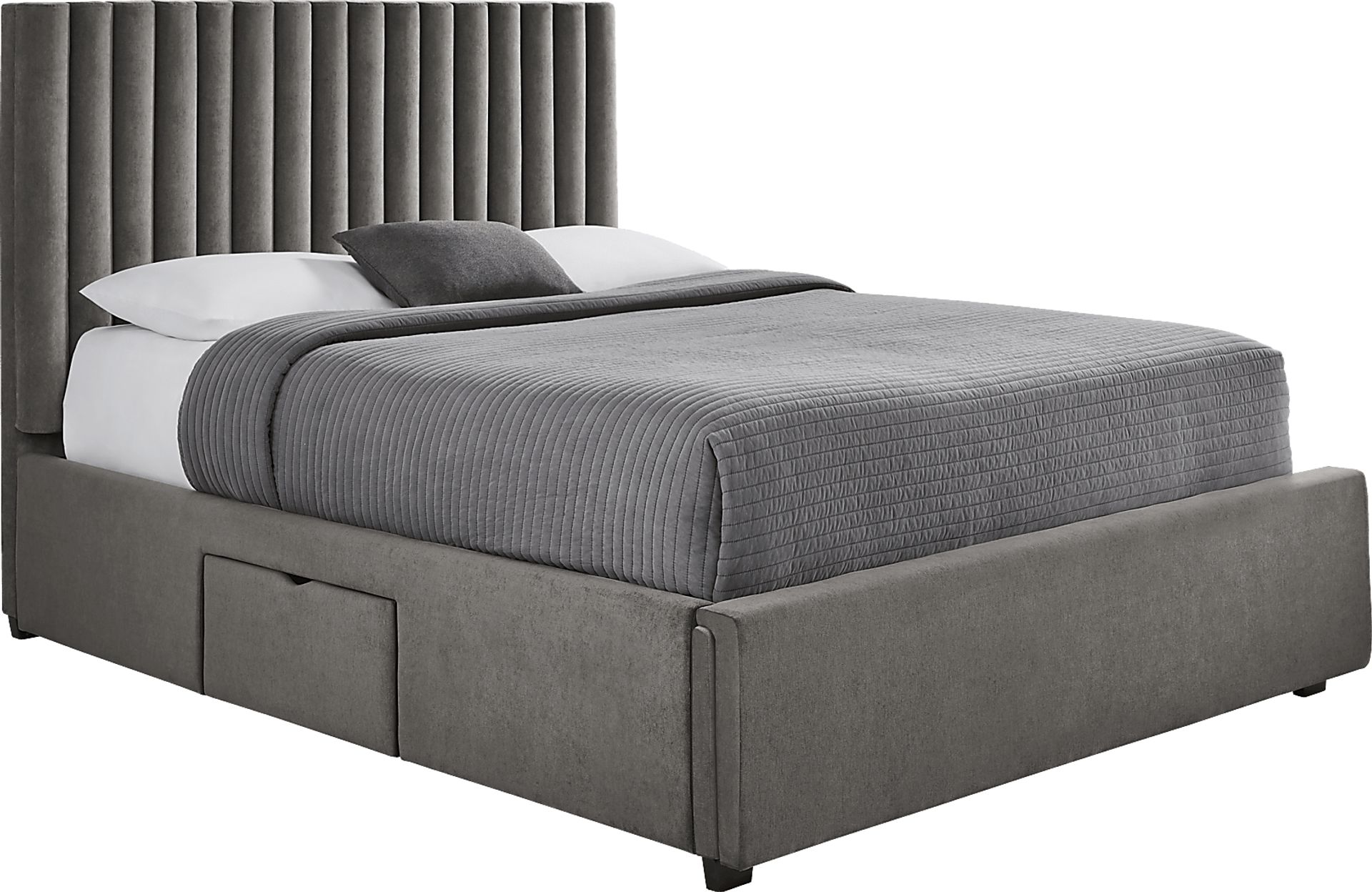 Belvedere Smoke 3 Pc King Upholstered Storage Bed - Image 3