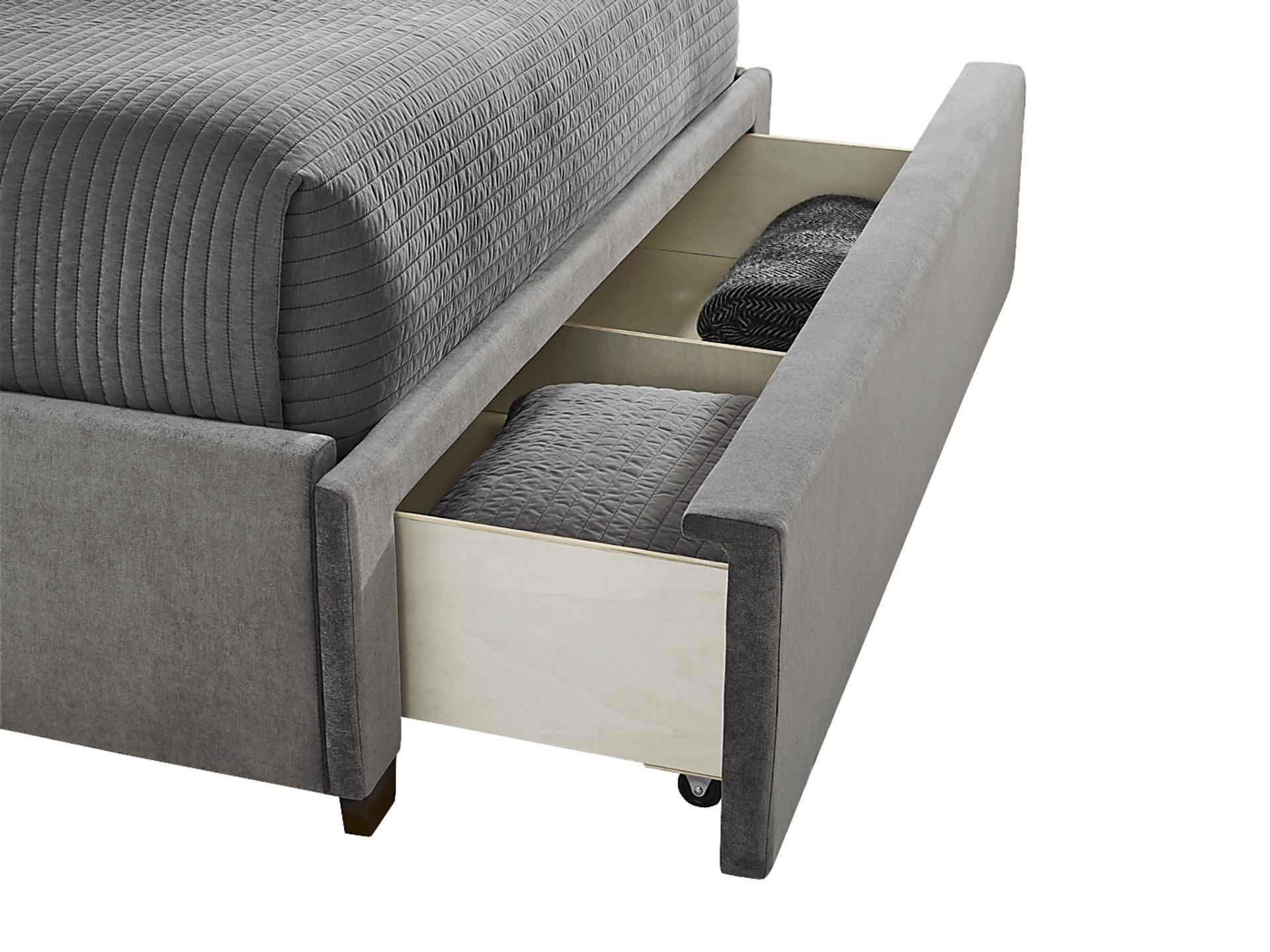 Belvedere Smoke 3 Pc Queen Upholstered Storage Bed - Image 2