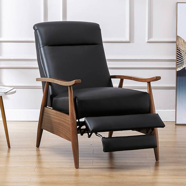 Benbro II Black Leather Push Back Recliner - Thumbnail - Image 13