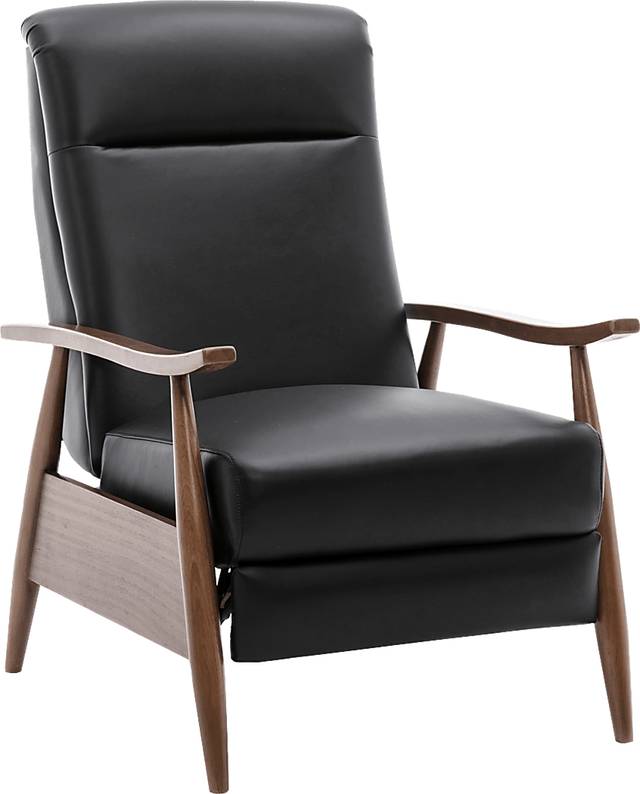 Benbro II Black Leather Push Back Recliner - Thumbnail - Image 1