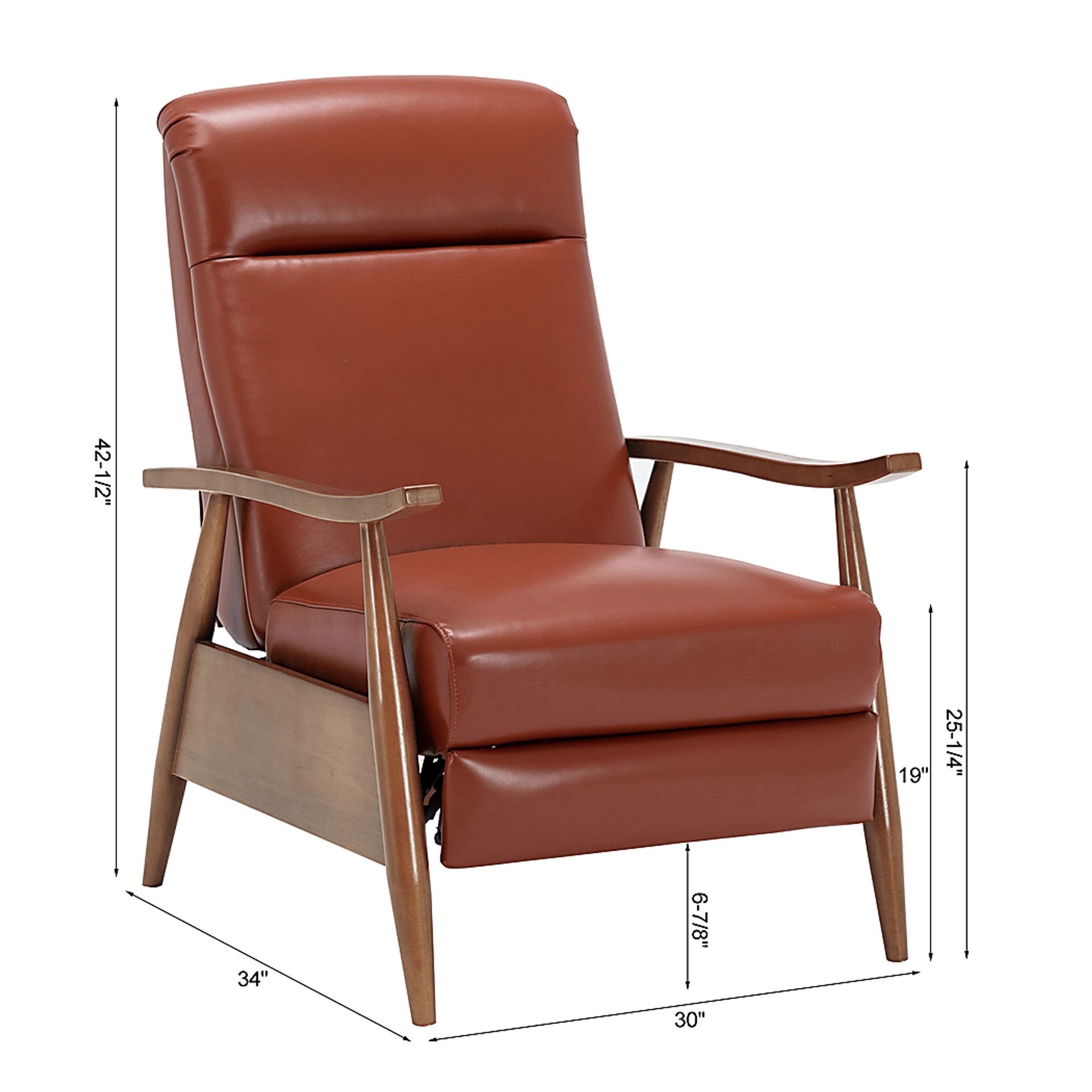 Benbro II Brown Leather Push Back Recliner - Image 16