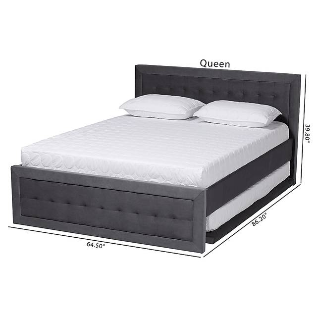 Beneden Gray Queen Platform Bed with Trundle - Thumbnail - Image 12