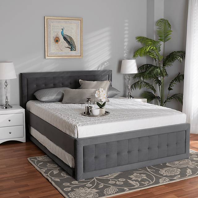 Beneden Gray Queen Platform Bed with Trundle - Thumbnail - Image 2