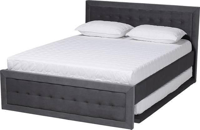 Beneden Gray Queen Platform Bed with Trundle - Thumbnail - Image 1