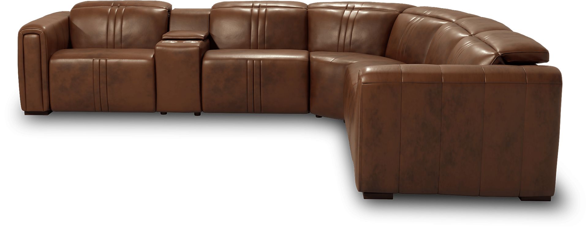 Bennett Valley Brown 6 Pc Leather Dual Power Reclining Sectional - Image 2