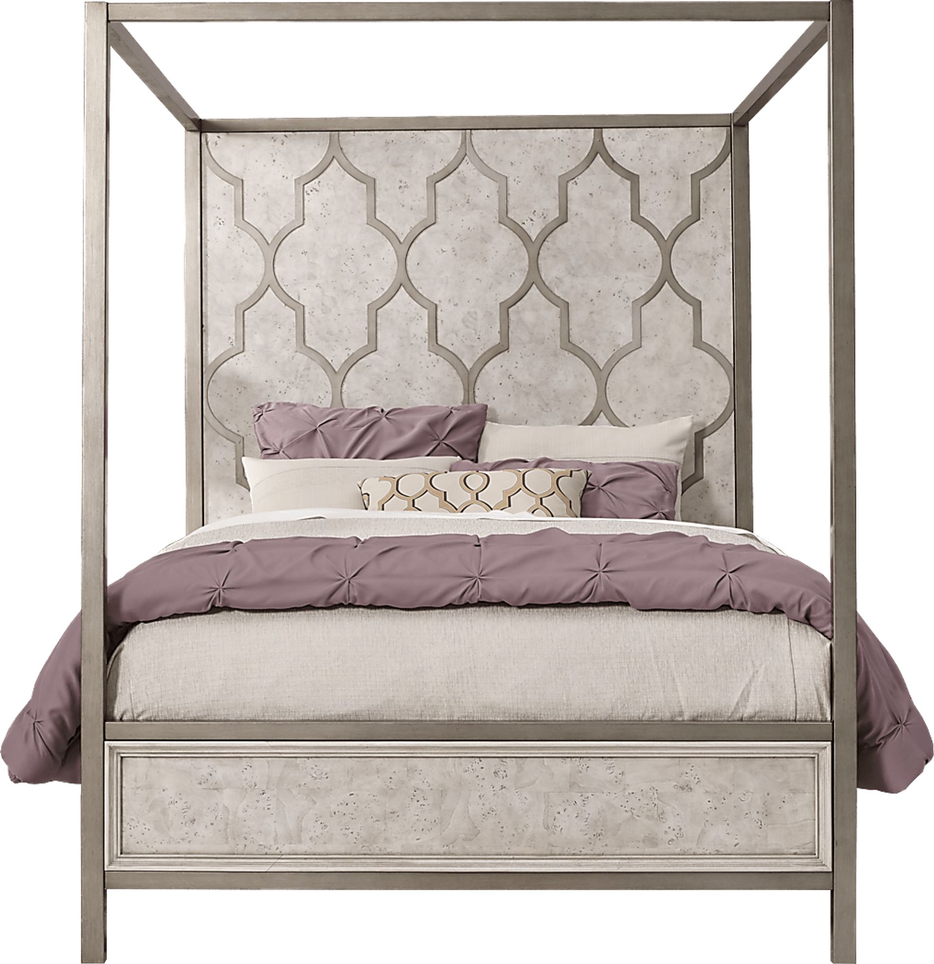 Bentley Hills Light Gray 4 Pc King Canopy Bed - Image 1
