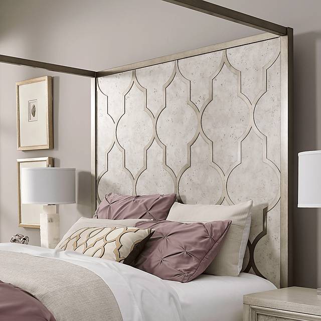 Bentley Hills Light Gray 4 Pc Queen Canopy Bed - Thumbnail - Image 2