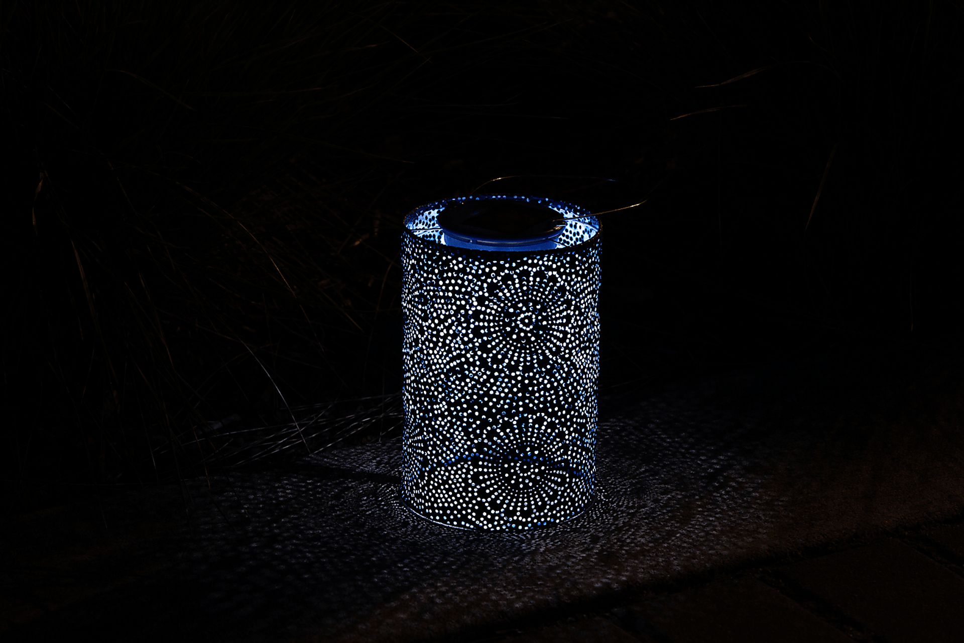 Bento Shade Outdoor Blue Solar Lantern - Image 10