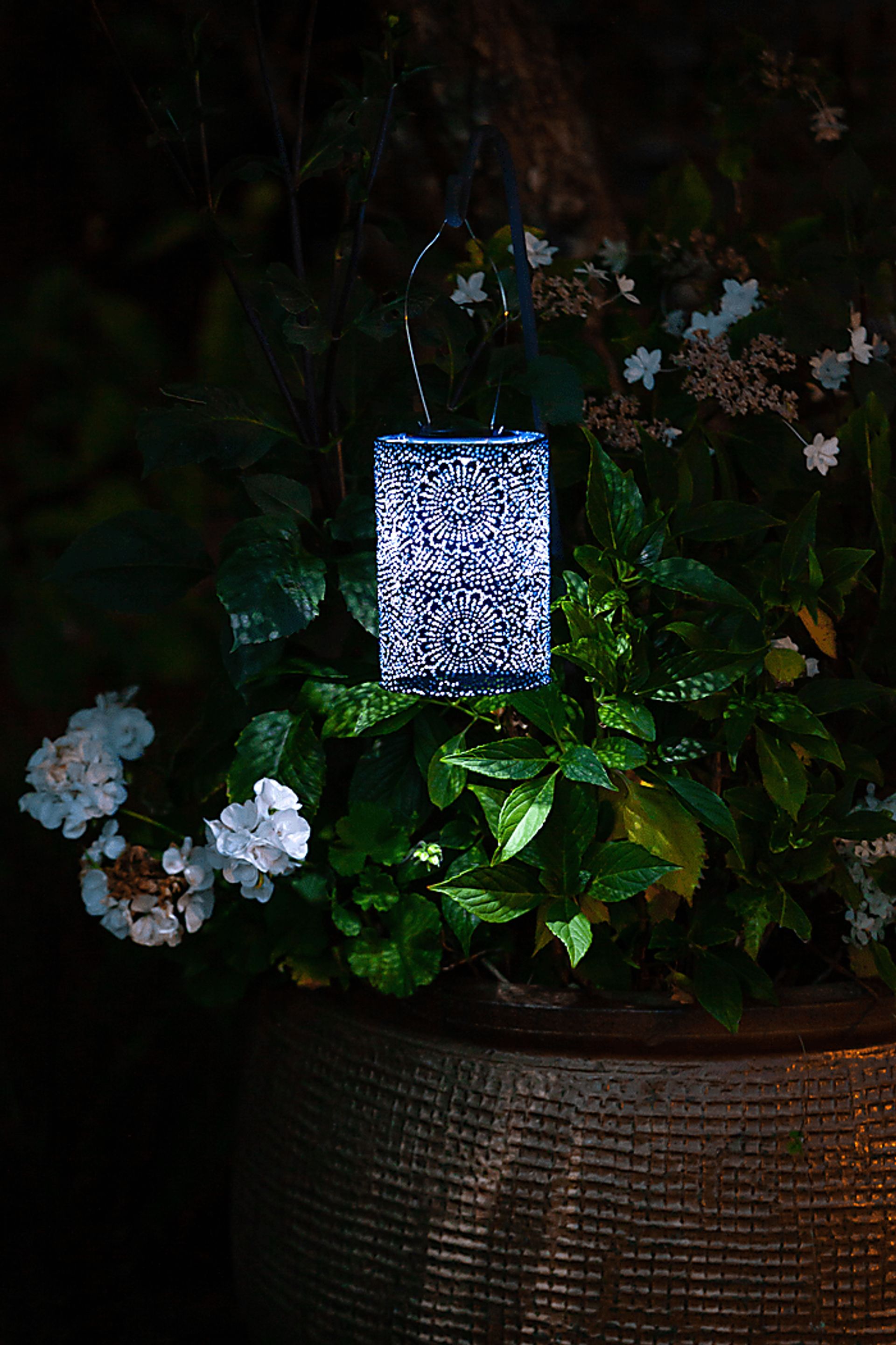 Bento Shade Outdoor Blue Solar Lantern - Image 12