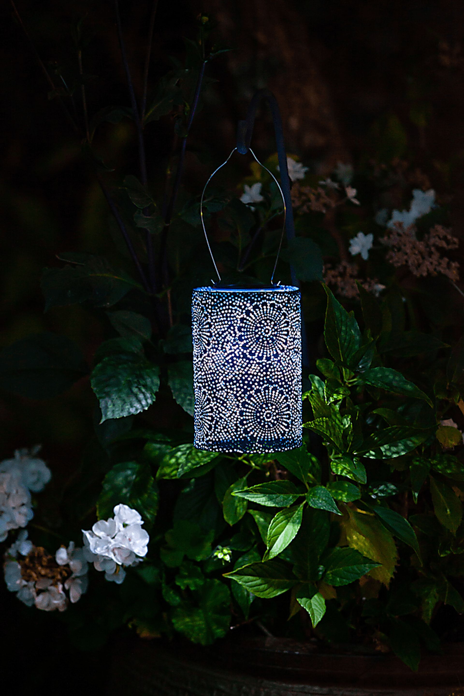 Bento Shade Outdoor Blue Solar Lantern - Image 13