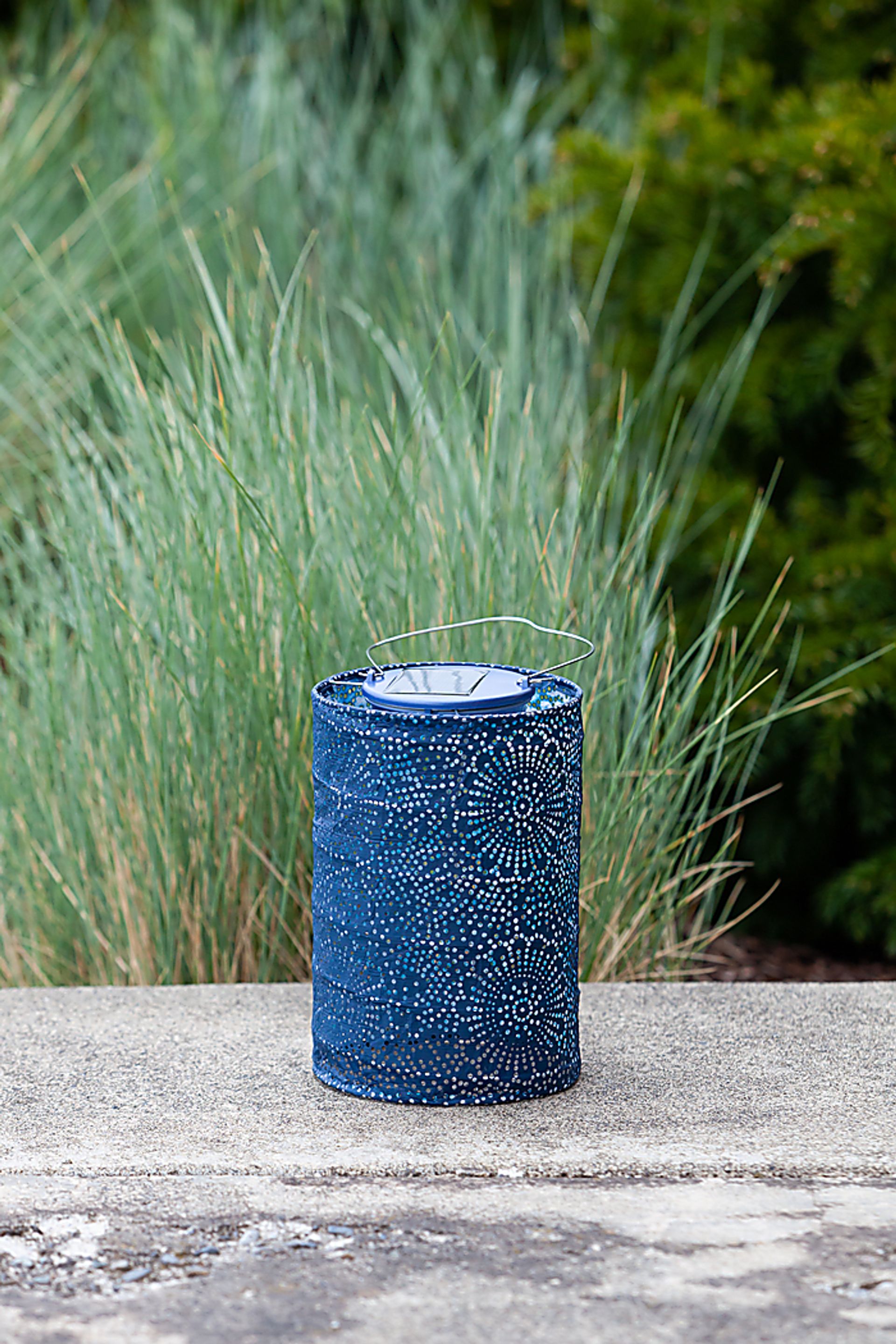 Bento Shade Outdoor Blue Solar Lantern - Image 3