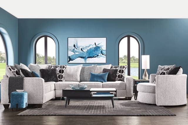 Benton Place Gray 6 Pc Sectional Living Room - Thumbnail - Image 1