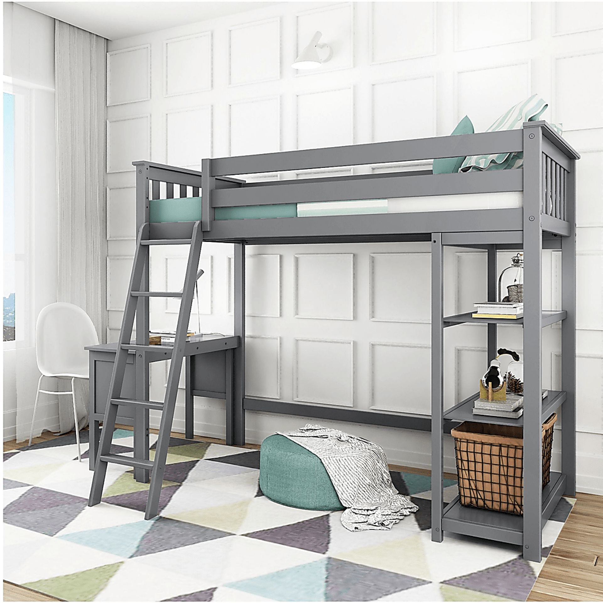 Kids Bentonbrook Gray Twin High Loft Bed - Image 1