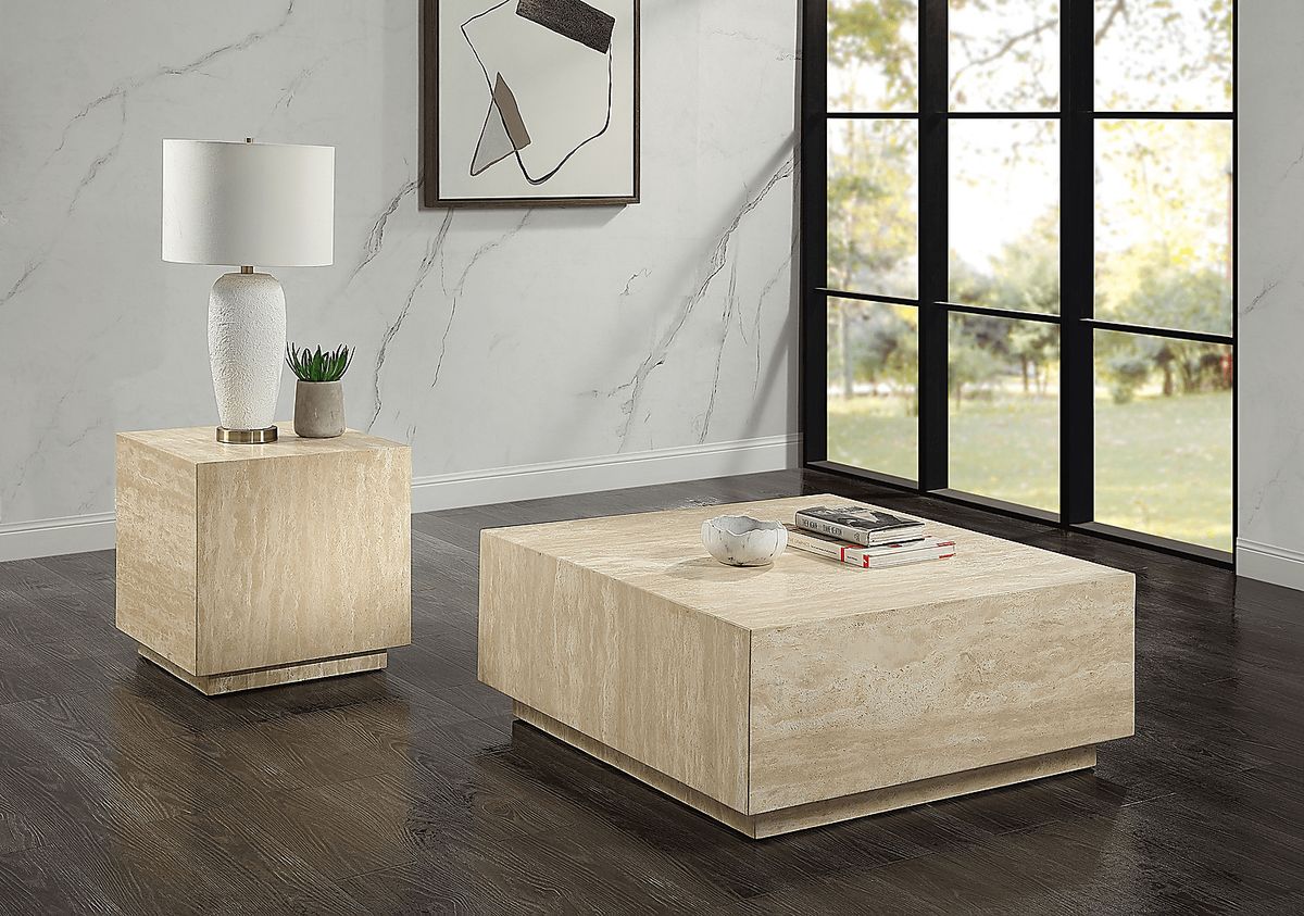 Bentonitea Beige Colors,Light Wood,White End Table | Rooms to Go