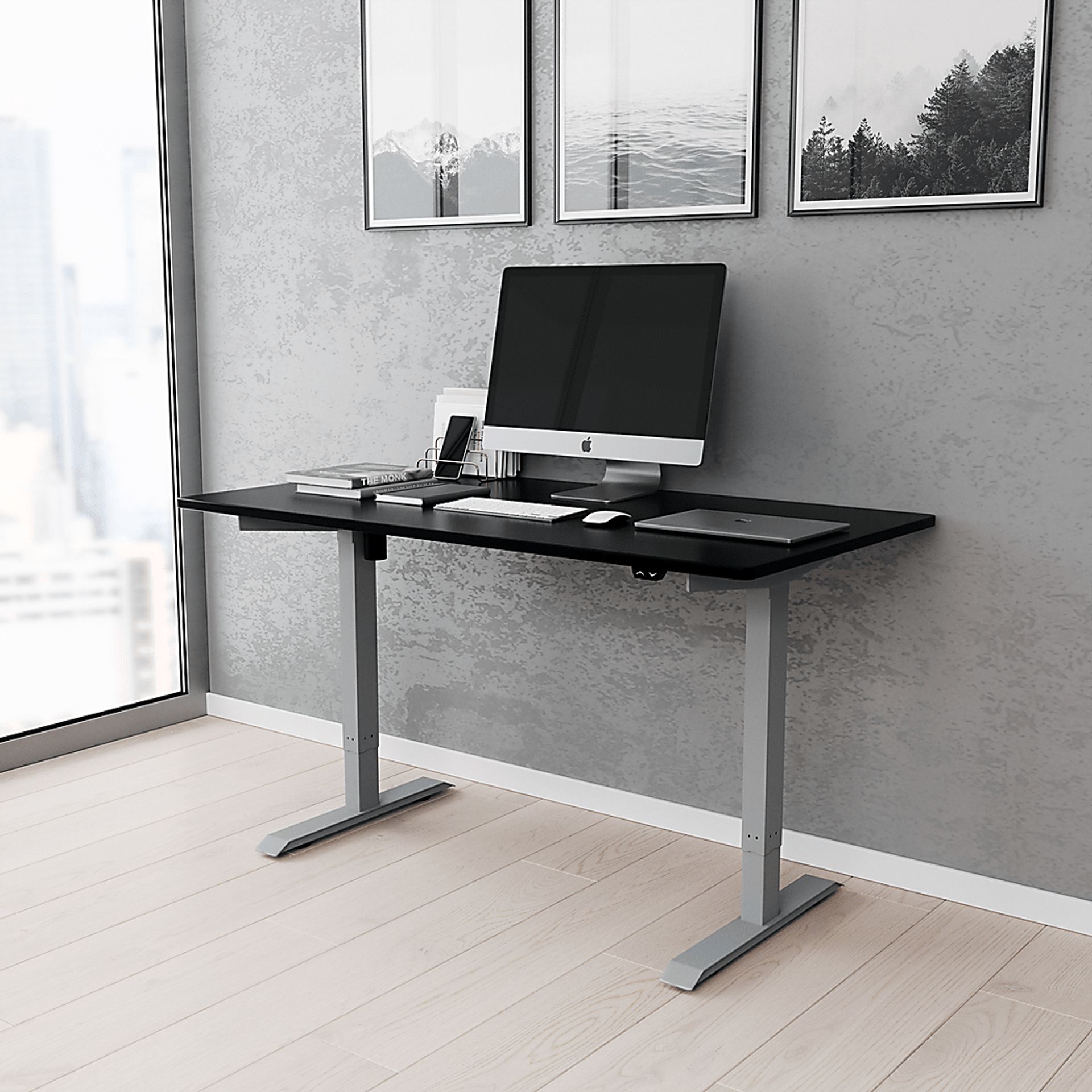 Benwin Black Adjustable Desk - Image 2
