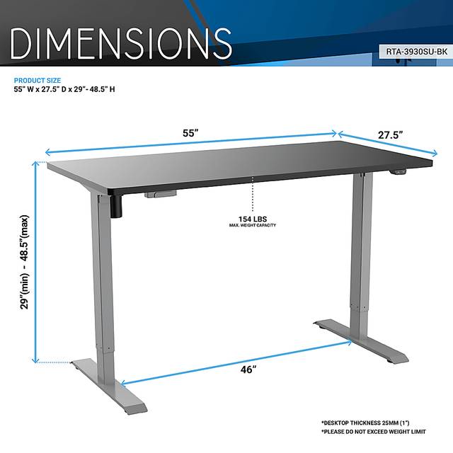 Benwin Black Adjustable Desk - Thumbnail - Image 4