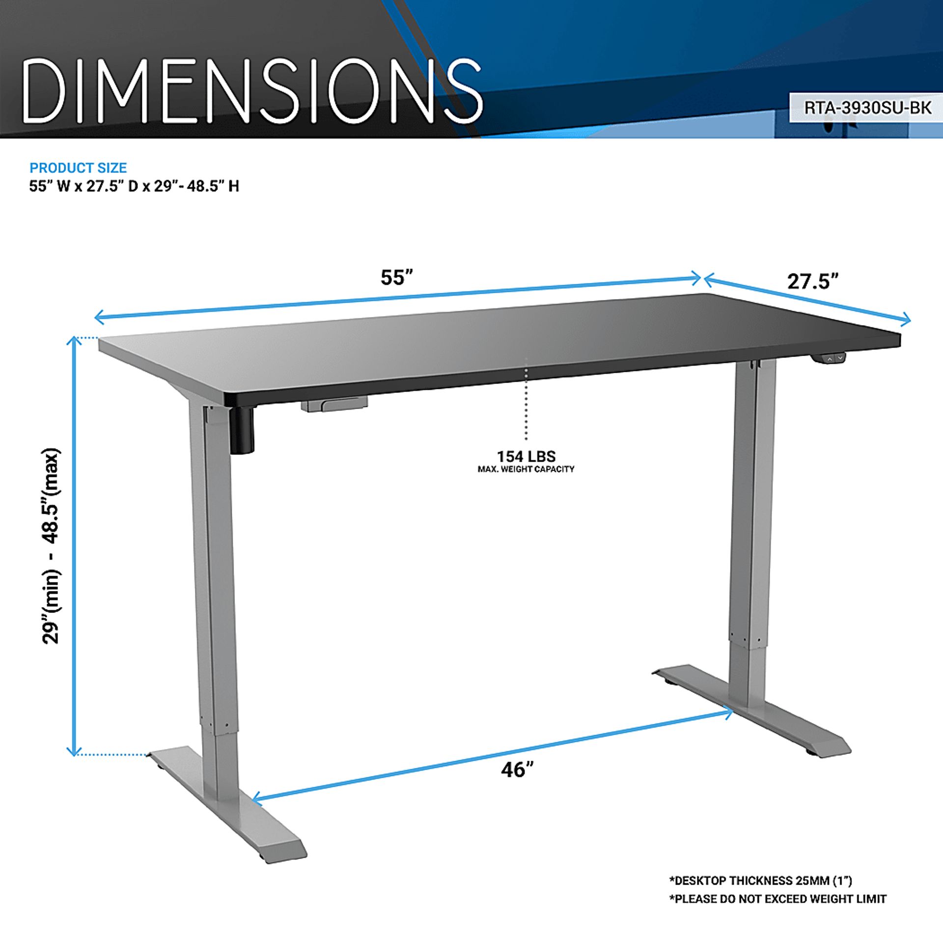 Benwin Black Adjustable Desk - Image 4