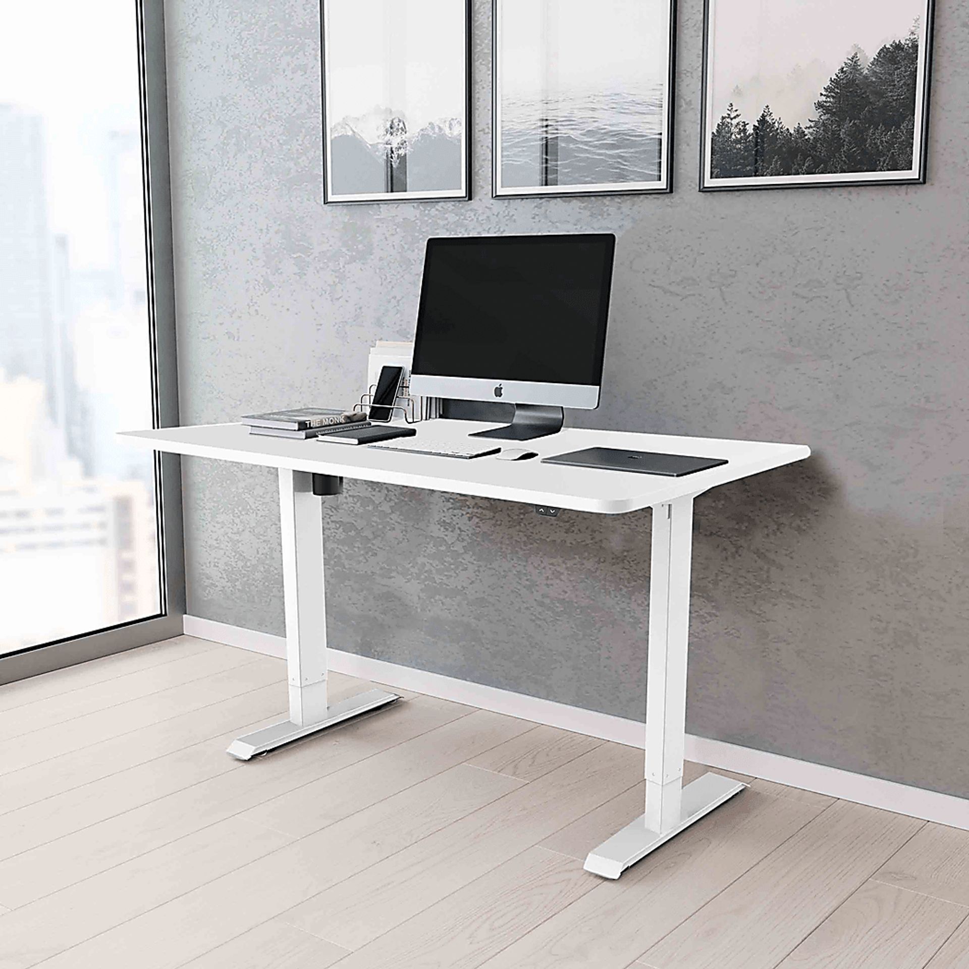 Benwin White Adjustable Desk - Image 2