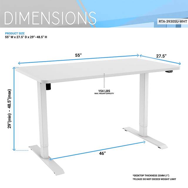 Benwin White Adjustable Desk - Thumbnail - Image 4