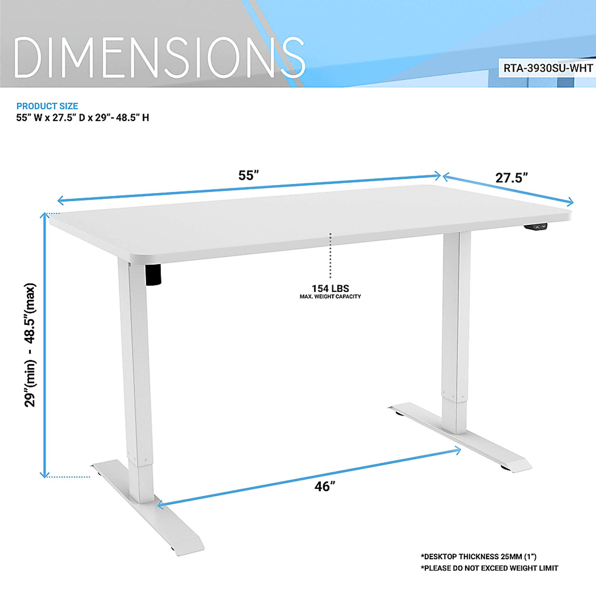 Benwin White Adjustable Desk - Image 4