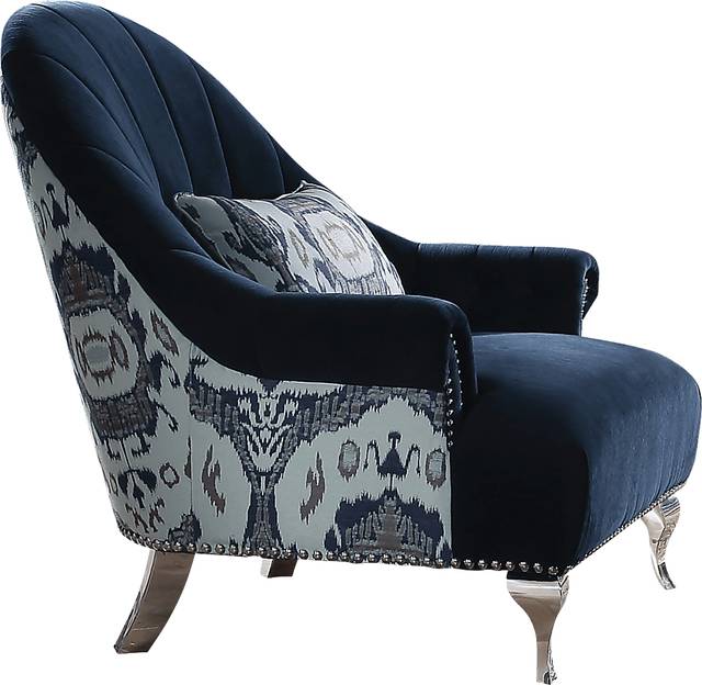 Berean Blue Accent Chair with Pillow - Thumbnail - Image 1