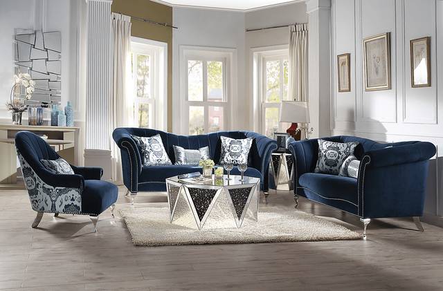 Berean Blue Loveseat with Two Pillows - Thumbnail - Image 2
