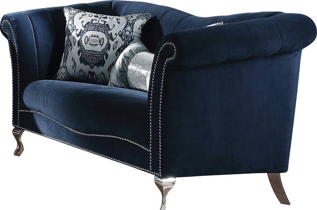 Berean Blue Loveseat with Two Pillows - Thumbnail - Image 1
