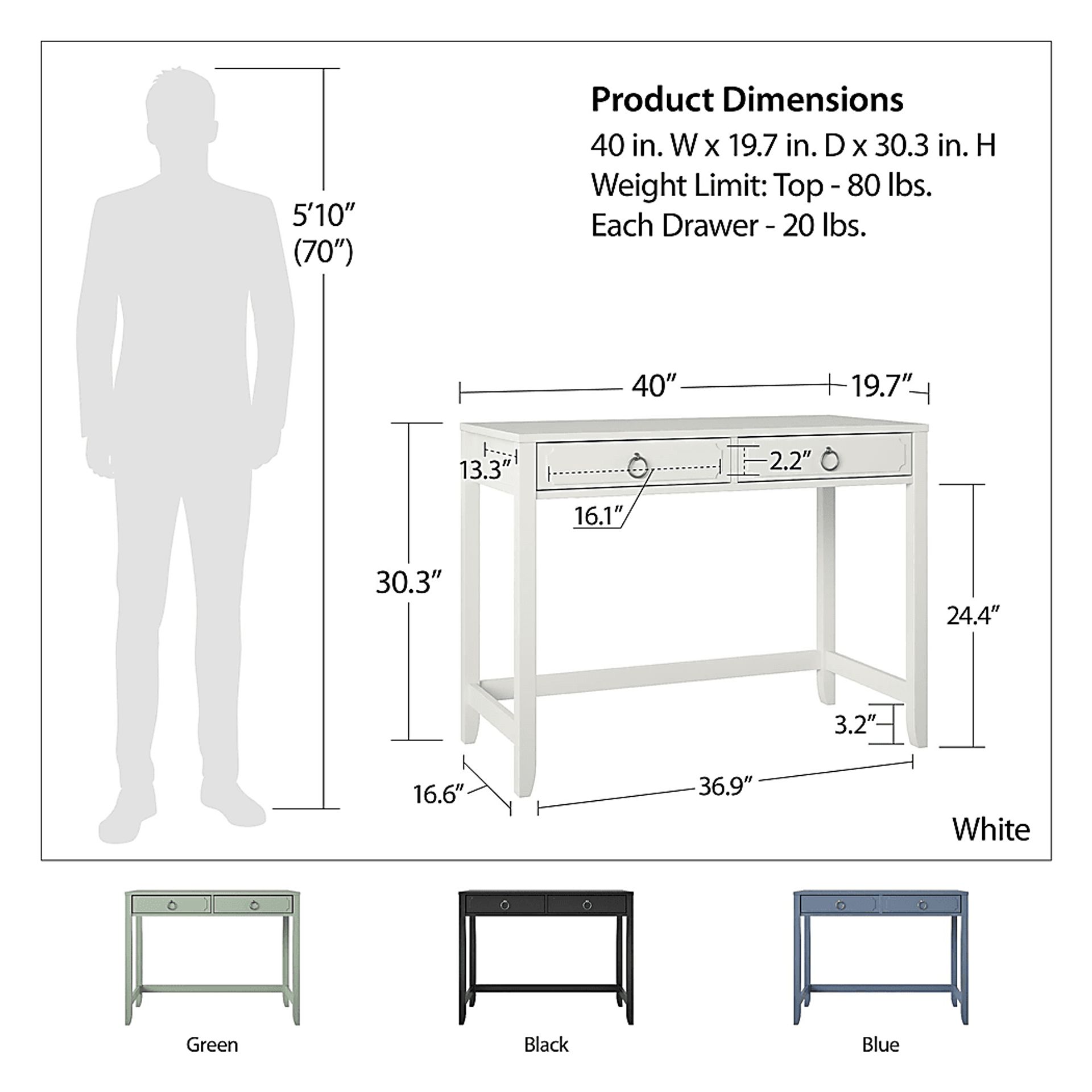 Berenger White Desk - Image 10