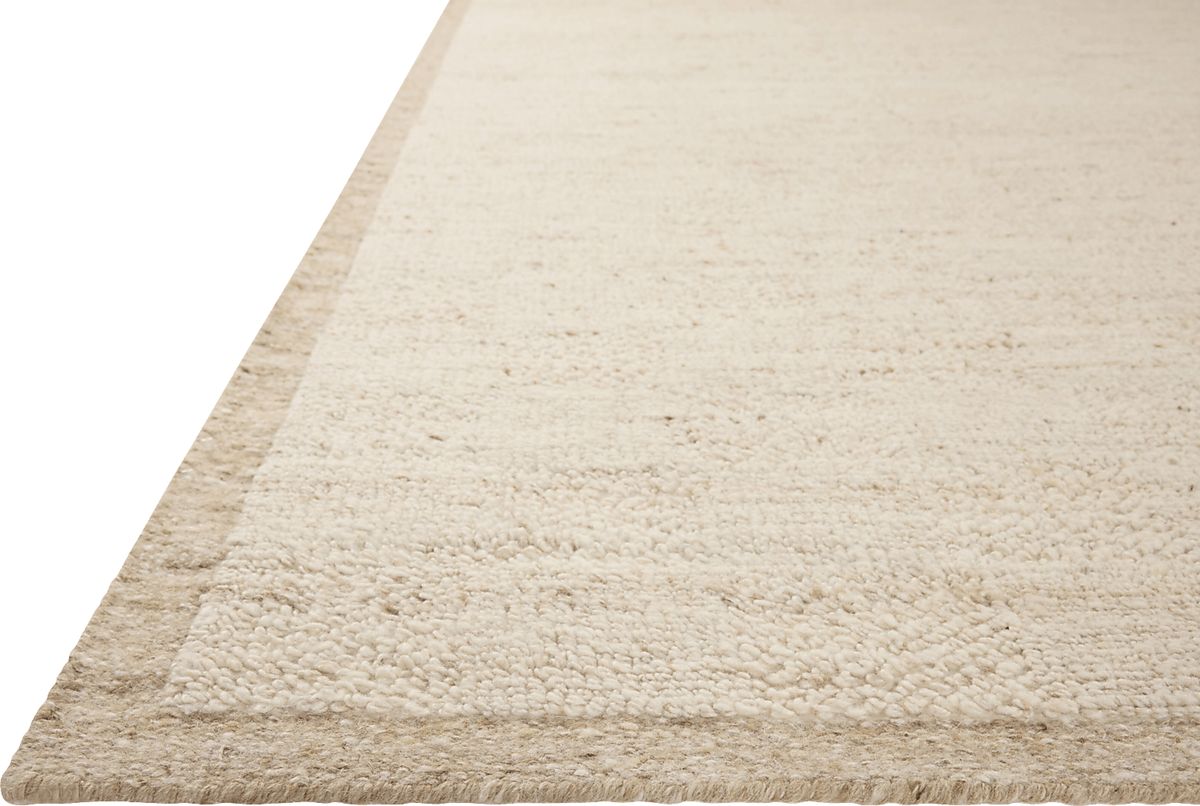 Berga Natural Beige,White Wool Fabric Rug | Rooms to Go