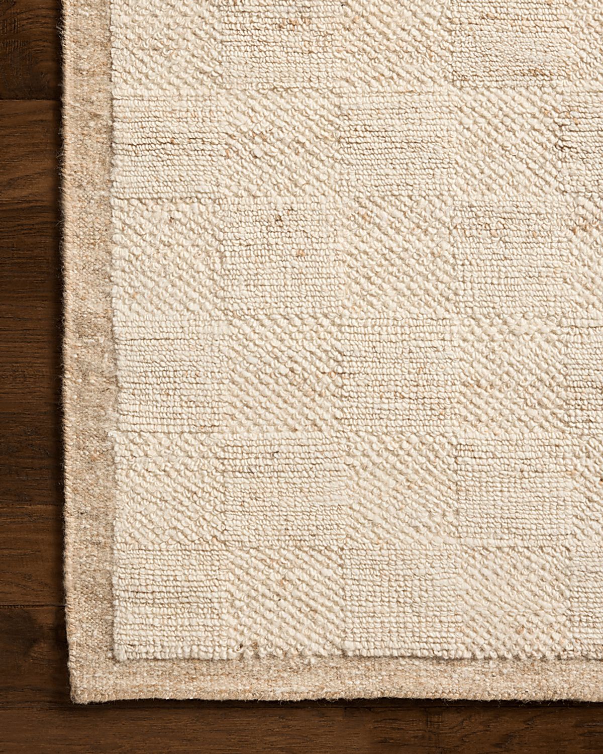 Berga Natural Beige,White Wool Fabric Rug | Rooms to Go
