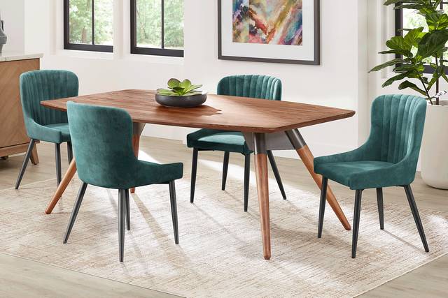 Bergen Boulevard Walnut 5 Pc Dining Room with Ink Chairs - Thumbnail - Image 1