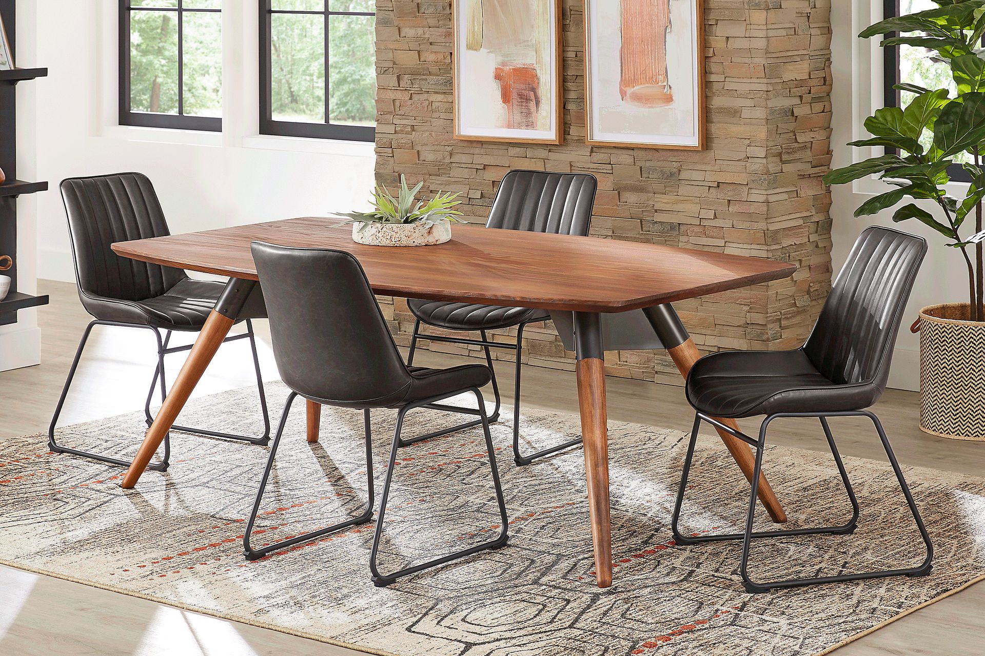 Bergen Boulevard Walnut 5 Pc Dining Room with Gray Chairs - Image 1