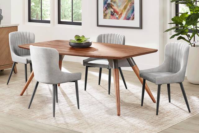 Bergen Boulevard Walnut 5 Pc Dining Room with Gray Chairs - Thumbnail - Image 1