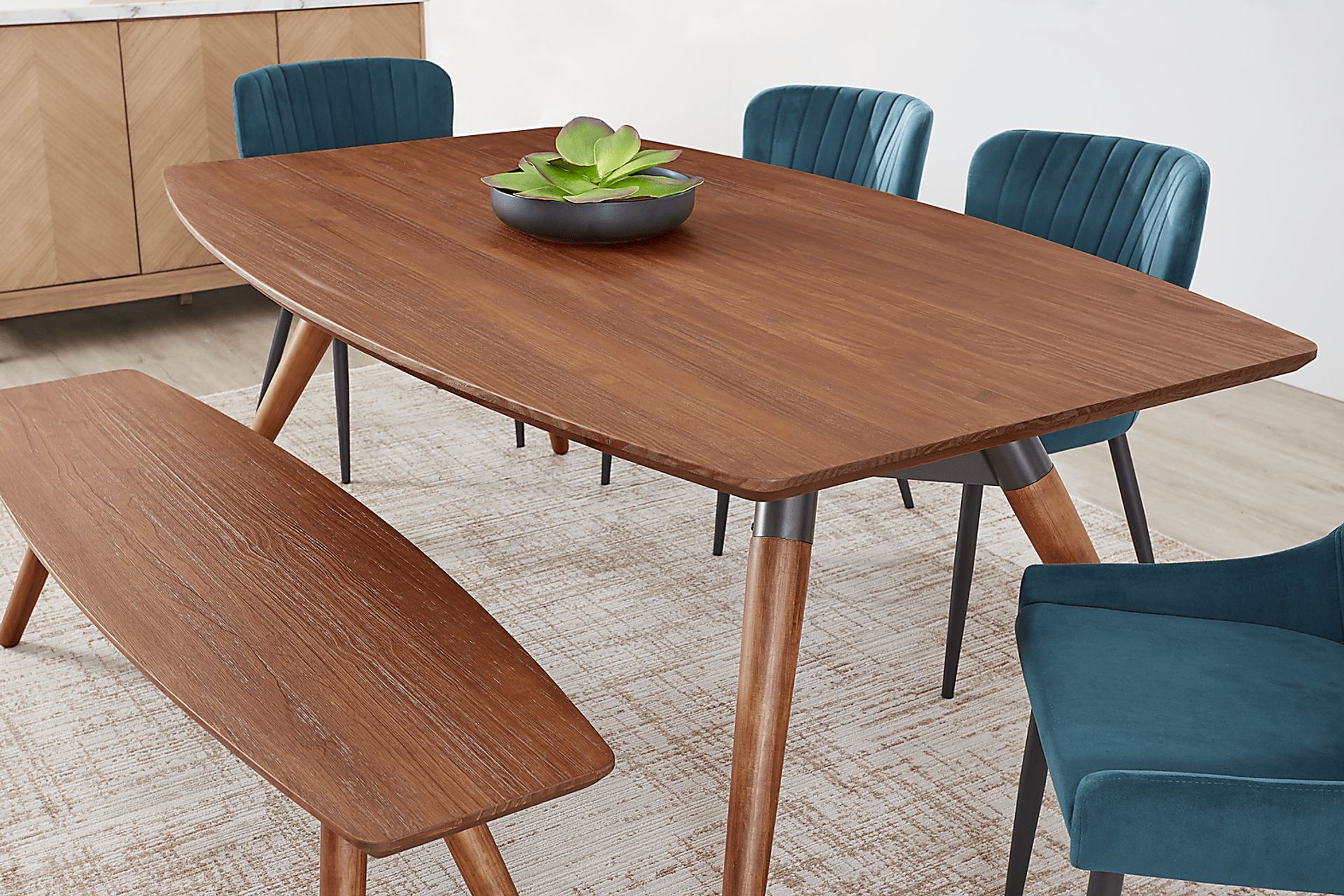 Bergen Boulevard Walnut 5 Pc Dining Room with Gray Chairs - Image 4