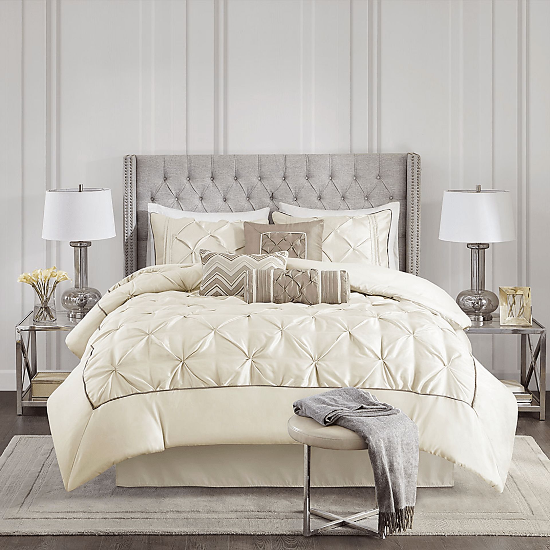 Bergerae Ivory 7 Pc King Comforter Set - Image 1