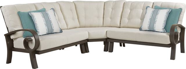 Bermuda Bay Aged Bronze 3 Pc Outdoor Sectional with Parchment Cushions - Thumbnail - Image 1
