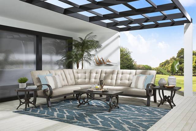 Bermuda Bay Aged Bronze 4 Pc Outdoor Sectional with Wren Cushions - Thumbnail - Image 2