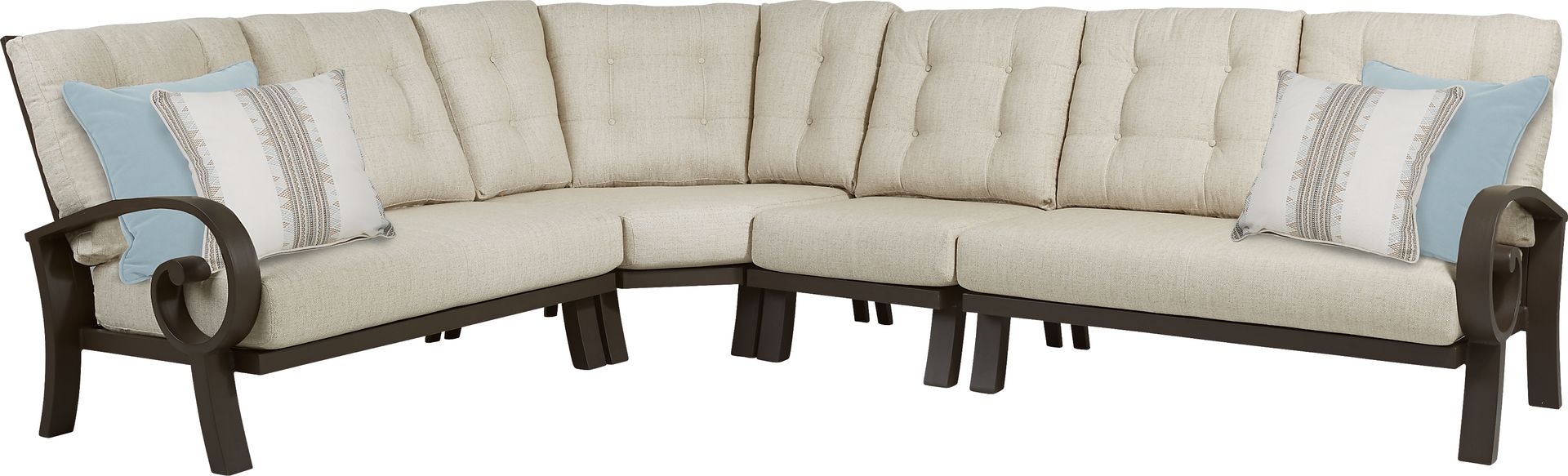 Bermuda Bay Aged Bronze 4 Pc Outdoor Sectional with Wren Cushions - Image 1