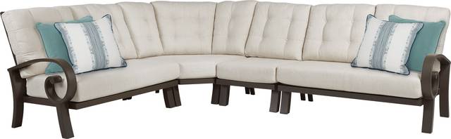 Bermuda Bay Aged Bronze 4 Pc Outdoor Sectional with Parchment Cushions - Thumbnail - Image 1