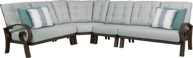 Bermuda Bay Aged Bronze 4 Pc Outdoor Sectional with Seafoam Cushions - Thumbnail - Image 1