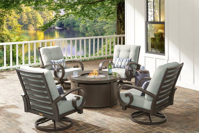 Bermuda Bay Aged Bronze Outdoor Swivel Chair with Rollo Mist Cushions - Thumbnail - Image 2