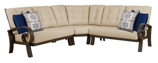 Bermuda Bay Aged Bronze Outdoor 3 Pc Sectional with Straw Cushions - Thumbnail - Image 1