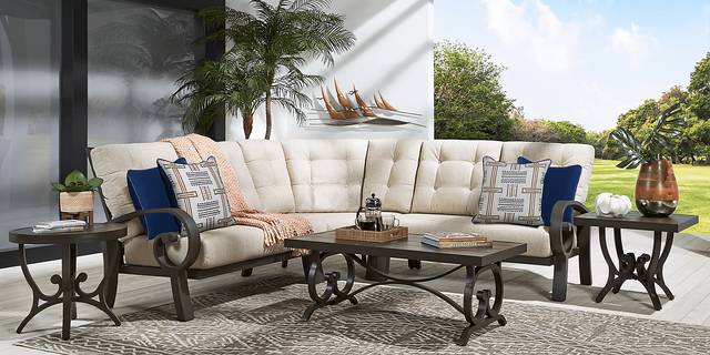 Bermuda Bay Aged Bronze Outdoor 3 Pc Sectional with Wren Cushions - Thumbnail - Image 2