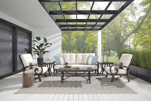 Bermuda Bay Aged Bronze Outdoor Sofa with Wren Cushions - Thumbnail - Image 2