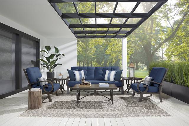 Bermuda Bay Aged Bronze Outdoor Club Chair with Ink Cushions - Thumbnail - Image 2