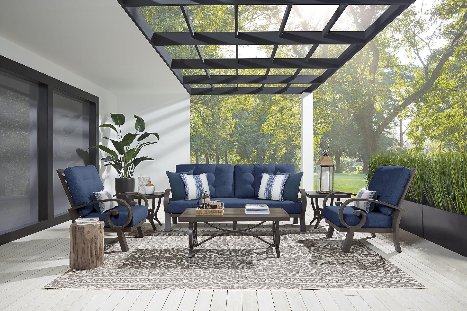 Bermuda Bay Aged Bronze Outdoor Club Chair with Ink Cushions - Image 2