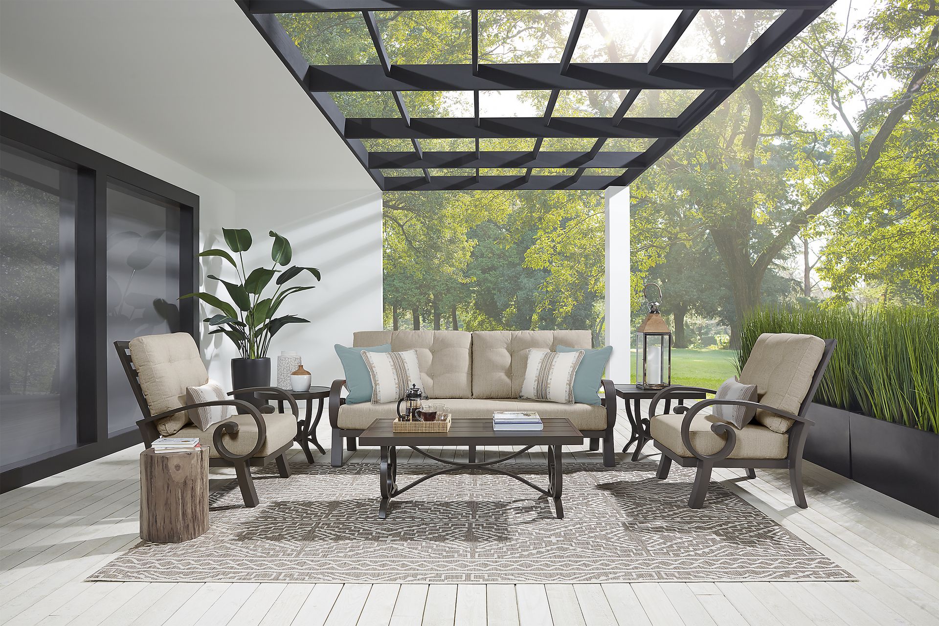 Bermuda Bay Aged Bronze Outdoor Sofa with Pebble Cushions - Image 2