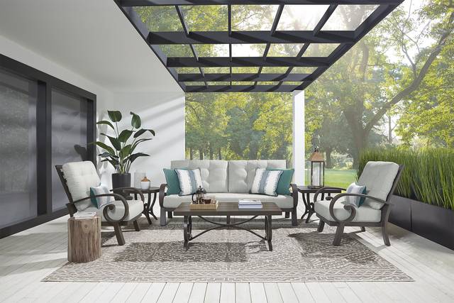 Bermuda Bay Aged Bronze Outdoor Sofa with Rollo Mist Cushions - Thumbnail - Image 2