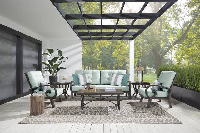 Bermuda Bay Aged Bronze Outdoor Sofa with Mist Cushions - Thumbnail - Image 2